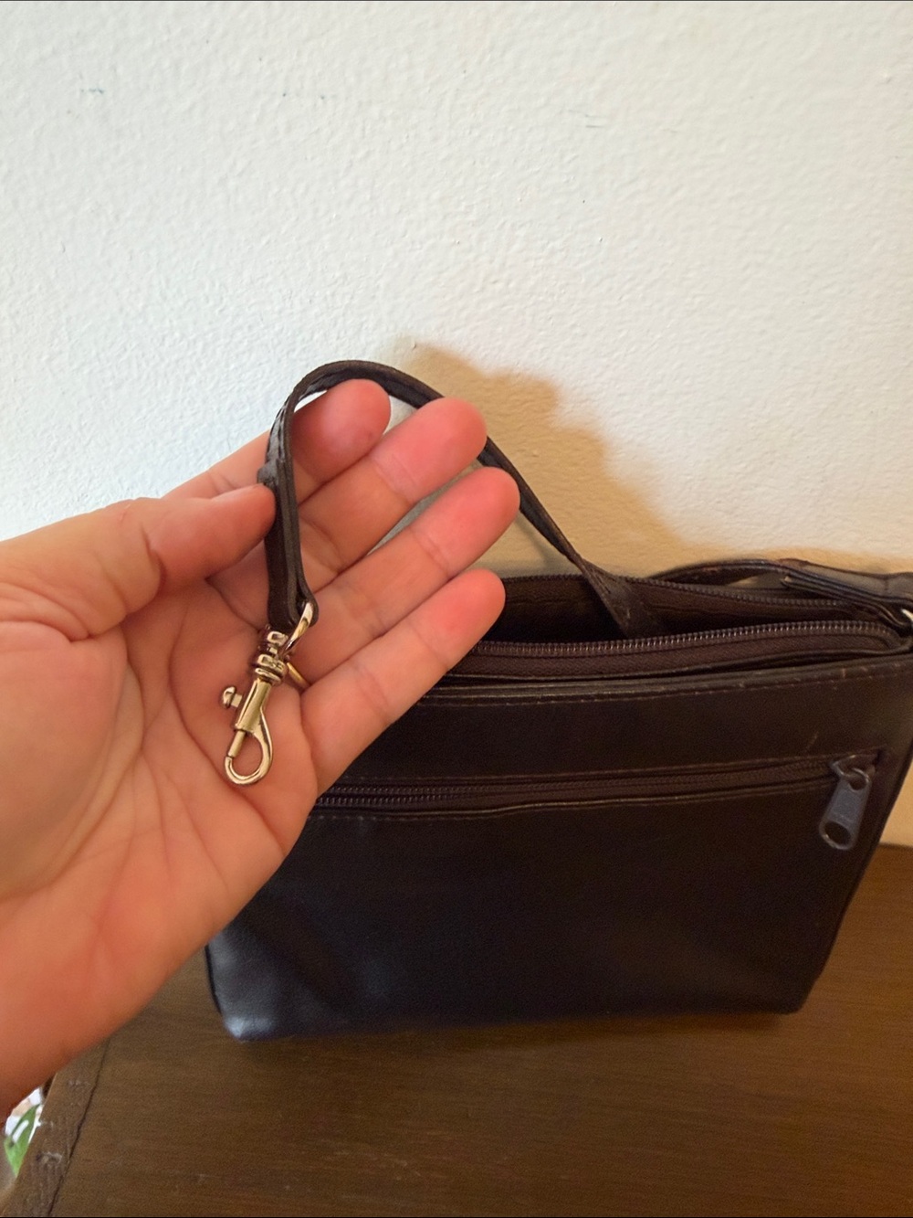 Leather Crossbody Bag - Dark Brown - Picture 6 of 9